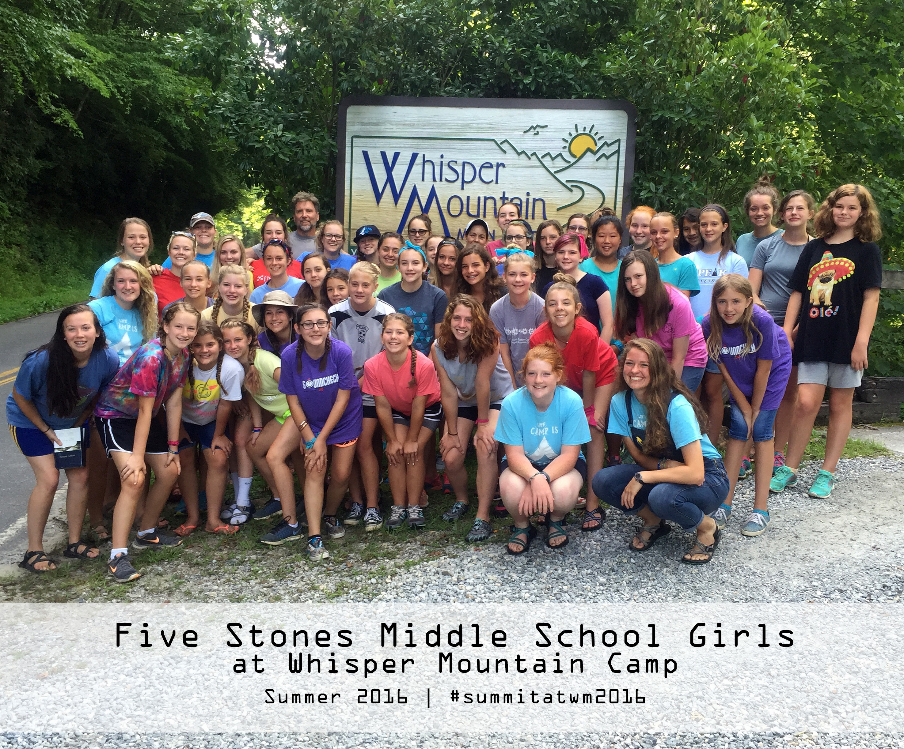 5 Stones Middle School at WhisperMtn Camp group